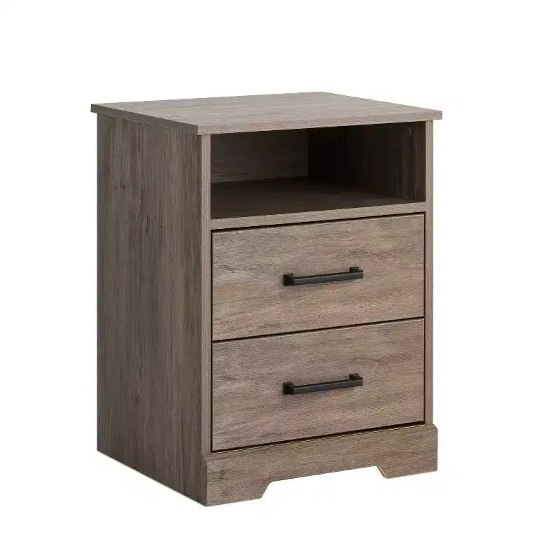 Comodino rustico Prepac Rustic Ridge con 2 cassetti e ripiano aperto