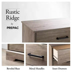 Comodino rustico Prepac Rustic Ridge con 2 cassetti e ripiano aperto