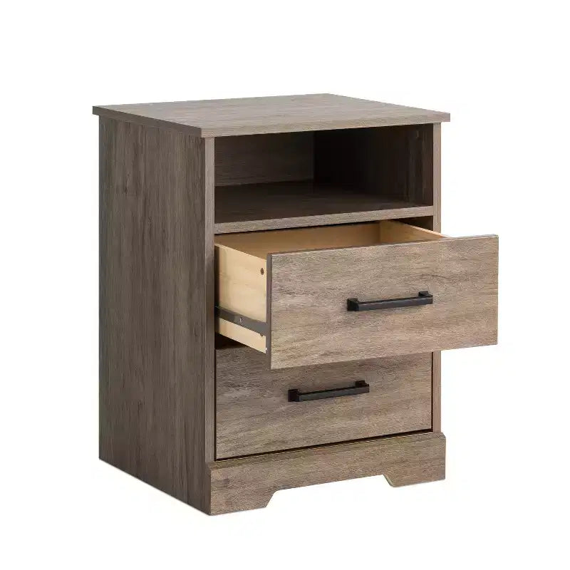 Comodino rustico Prepac Rustic Ridge con 2 cassetti e ripiano aperto