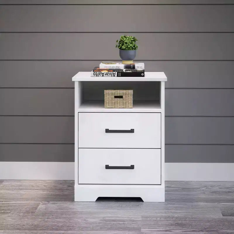 Comodino rustico Prepac Rustic Ridge con 2 cassetti e ripiano aperto