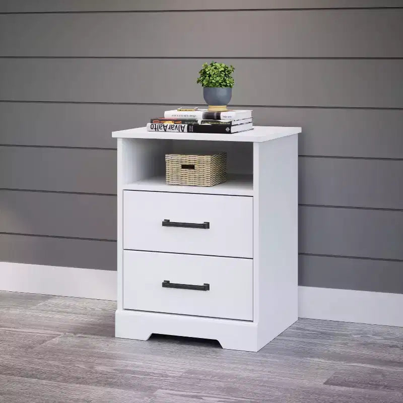 Comodino rustico Prepac Rustic Ridge con 2 cassetti e ripiano aperto