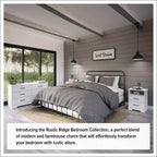 Comodino rustico Prepac Rustic Ridge con 2 cassetti e ripiano aperto