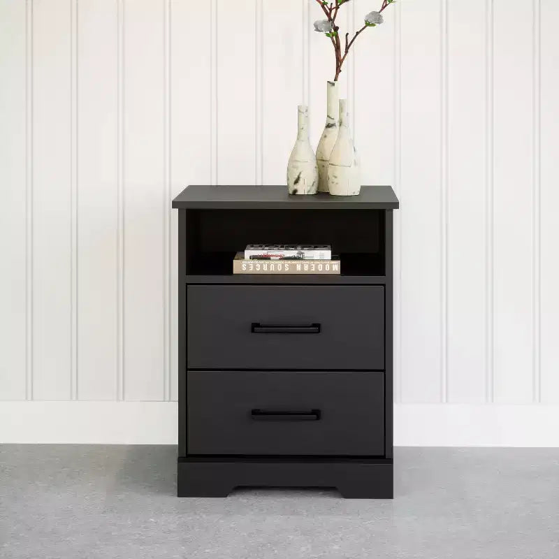 Comodino rustico Prepac Rustic Ridge con 2 cassetti e ripiano aperto