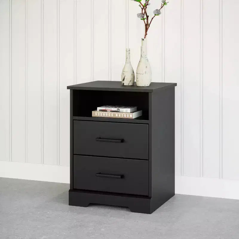 Comodino rustico Prepac Rustic Ridge con 2 cassetti e ripiano aperto