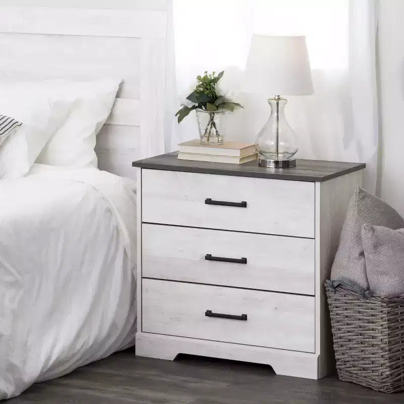 Comodino Prepoc Rustic Ridge Farmhouse con 3 cassetti