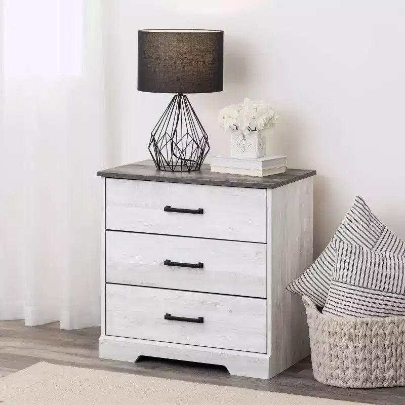 Comodino Prepoc Rustic Ridge Farmhouse con 3 cassetti