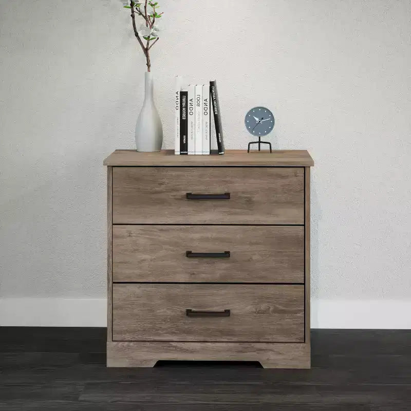 Comodino Prepoc Rustic Ridge Farmhouse con 3 cassetti