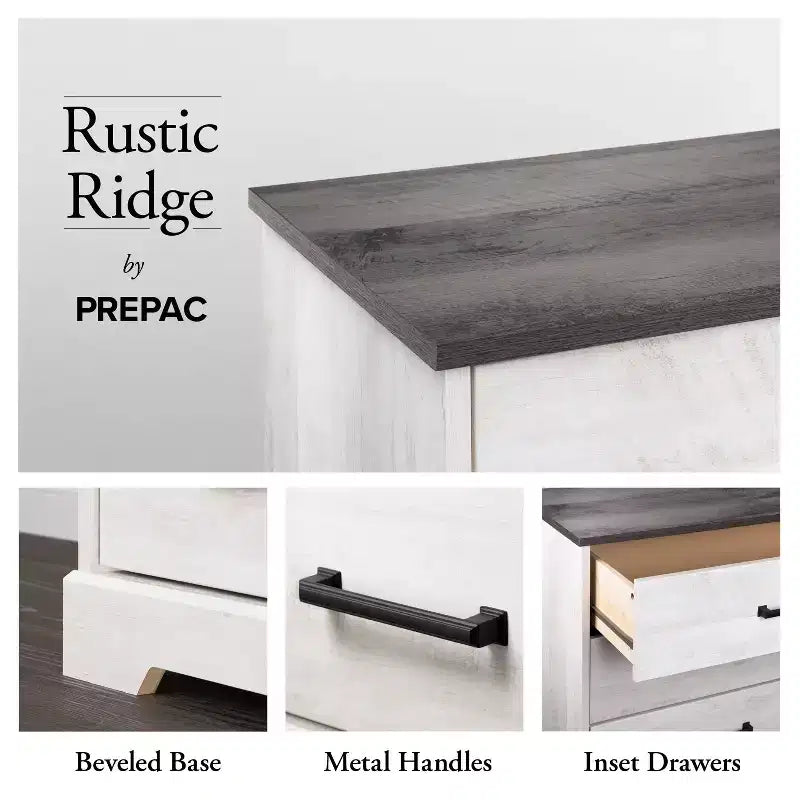Comodino Prepoc Rustic Ridge Farmhouse con 3 cassetti