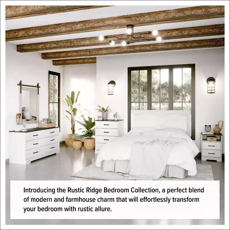 Comodino Prepoc Rustic Ridge Farmhouse con 3 cassetti