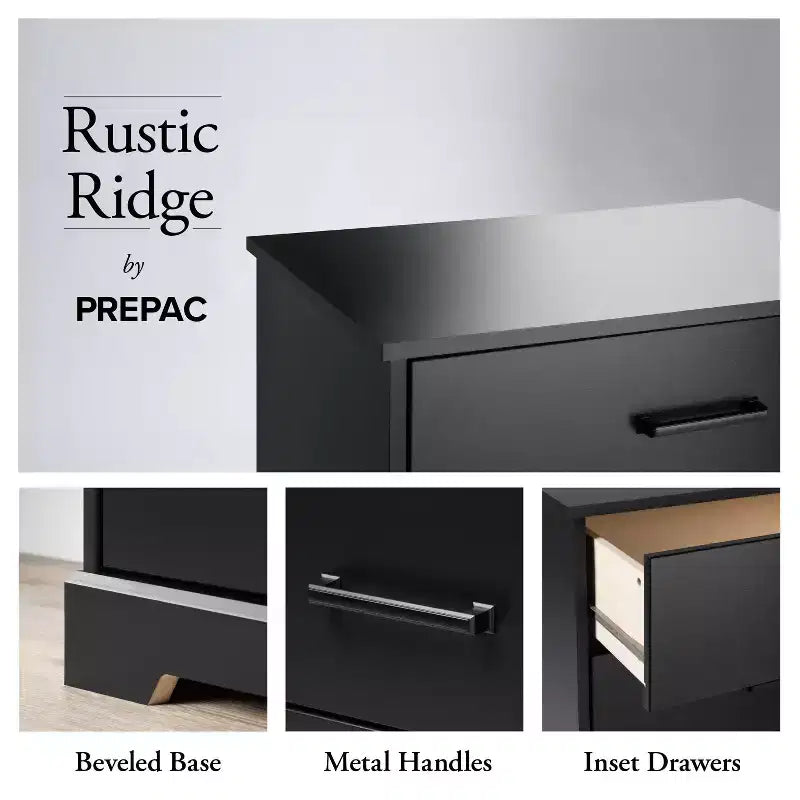 Comodino Prepoc Rustic Ridge Farmhouse con 3 cassetti