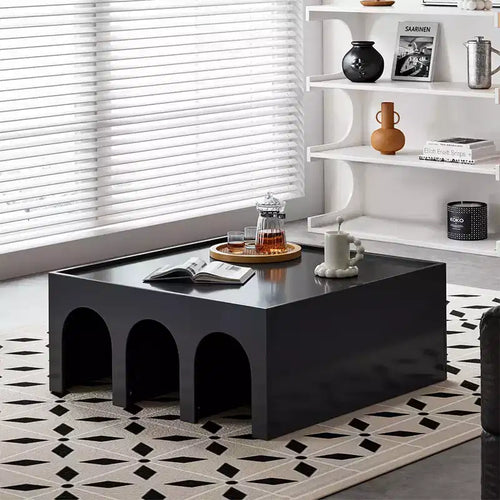 Table basse bibliothèque à 4 niveaux, meuble créatif multifonctionnel, étagère de rangement au sol, étagères de rangement minimalistes, noir, 91 cm