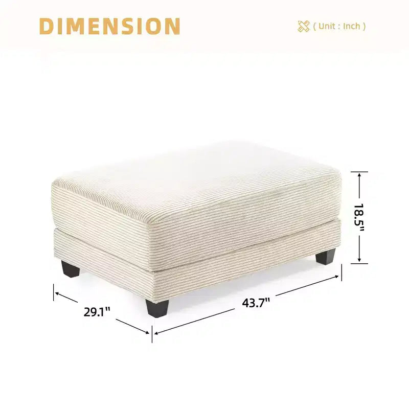 Pouf Hyleory in Velluto a Coste, Grande e Confortevole, per Camera da Letto, Soggiorno, Sala Allattamento