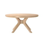 Tavolino rotondo Plank+Beam con gambe incrociate in legno massello, 91 cm, per soggiorno