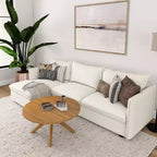 Tavolino rotondo Plank+Beam con gambe incrociate in legno massello, 91 cm, per soggiorno