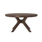 Tavolino rotondo Plank+Beam con gambe incrociate in legno massello, 91 cm, per soggiorno