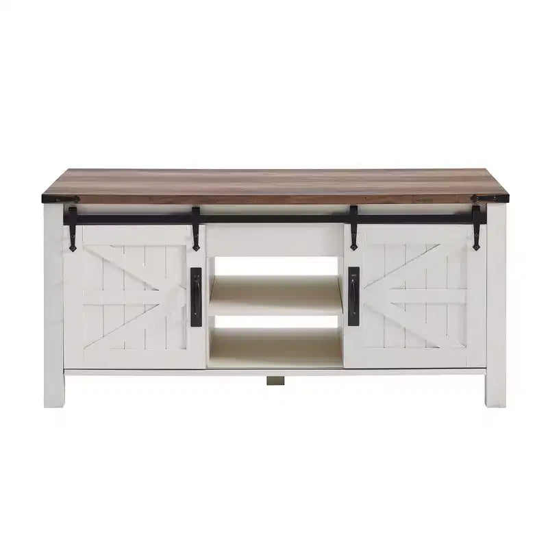 SinCiDo 48 Farmhouse Lift Top Coffee Table with Sliding Barn Door & Adjustable Shelf