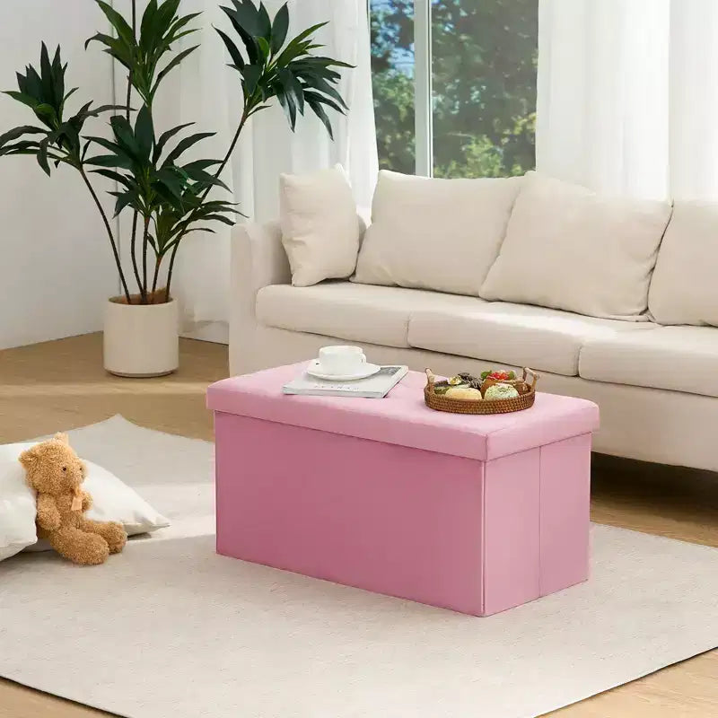 LUSIMO 30 Folding Velvet Storage Ottoman Bench Toy Chest Footstool Hold up to 570 lb For Bedroom Living Room