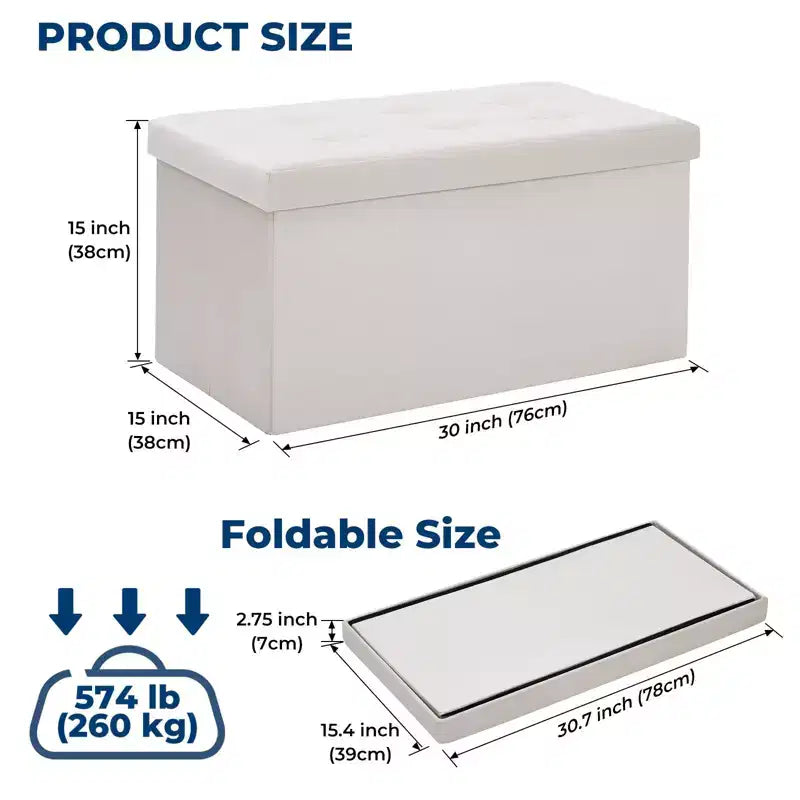 LUSIMO Panchina Pouf Contenitore Pieghevole in Velluto da 30 Pollici, Cassapanca per Giocattoli, Poggiapiedi, Capacità Fino a 258 kg, per Camera da Letto e Soggiorno