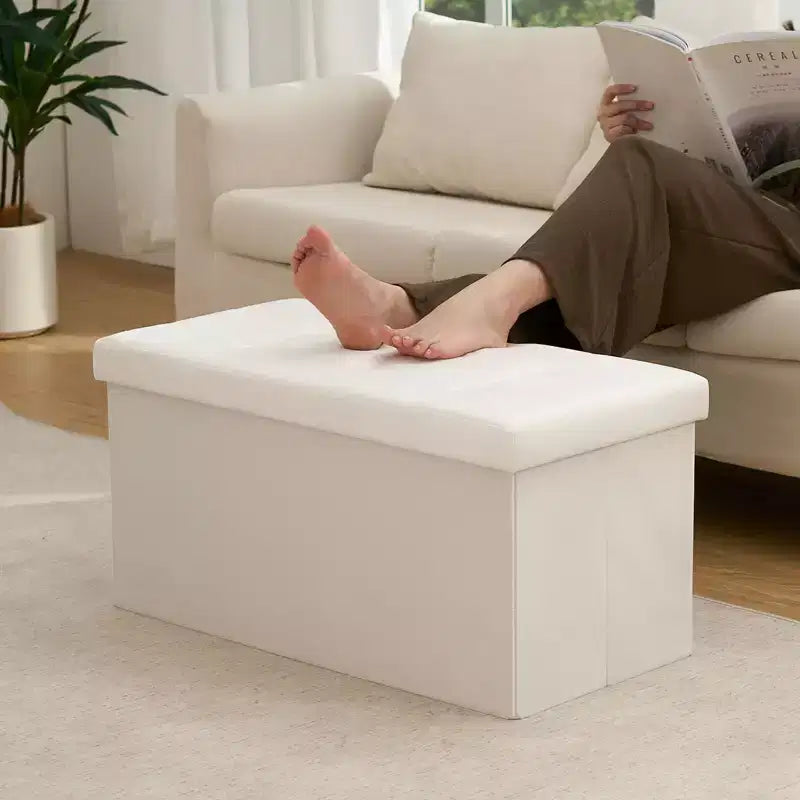 LUSIMO Panchina Pouf Contenitore Pieghevole in Velluto da 30 Pollici, Cassapanca per Giocattoli, Poggiapiedi, Capacità Fino a 258 kg, per Camera da Letto e Soggiorno