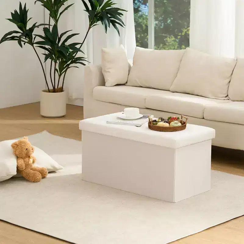 LUSIMO Panchina Pouf Contenitore Pieghevole in Velluto da 30 Pollici, Cassapanca per Giocattoli, Poggiapiedi, Capacità Fino a 258 kg, per Camera da Letto e Soggiorno
