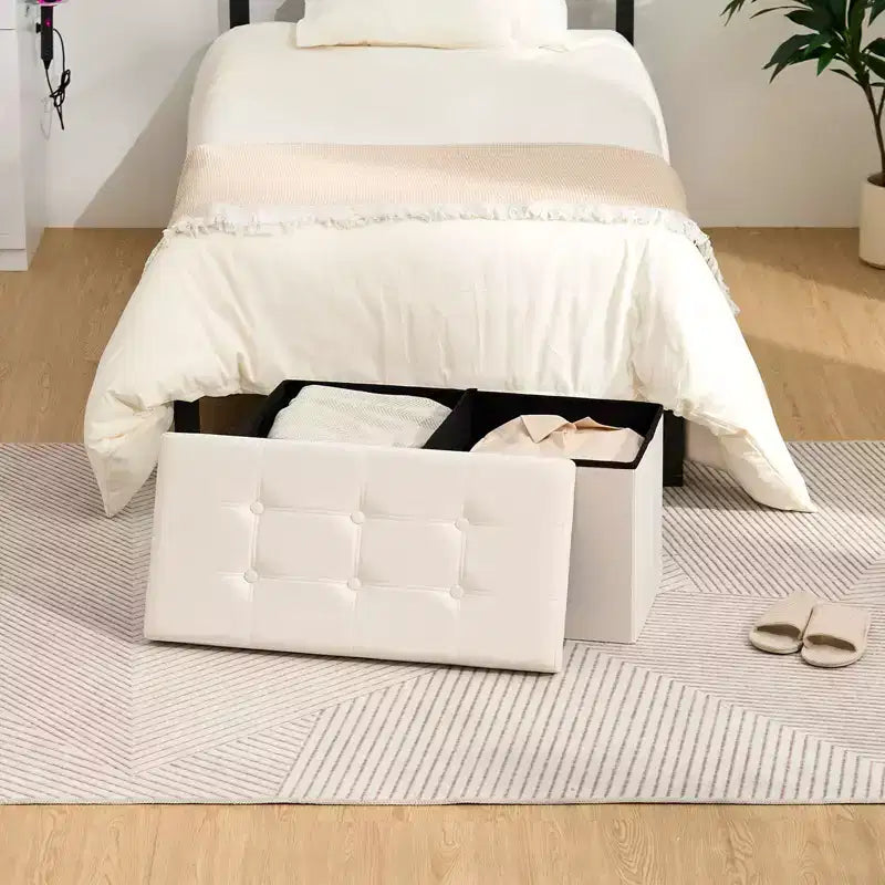 LUSIMO Panchina Pouf Contenitore Pieghevole in Velluto da 30 Pollici, Cassapanca per Giocattoli, Poggiapiedi, Capacità Fino a 258 kg, per Camera da Letto e Soggiorno