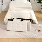 LUSIMO Panchina Pouf Contenitore Pieghevole in Velluto da 30 Pollici, Cassapanca per Giocattoli, Poggiapiedi, Capacità Fino a 258 kg, per Camera da Letto e Soggiorno