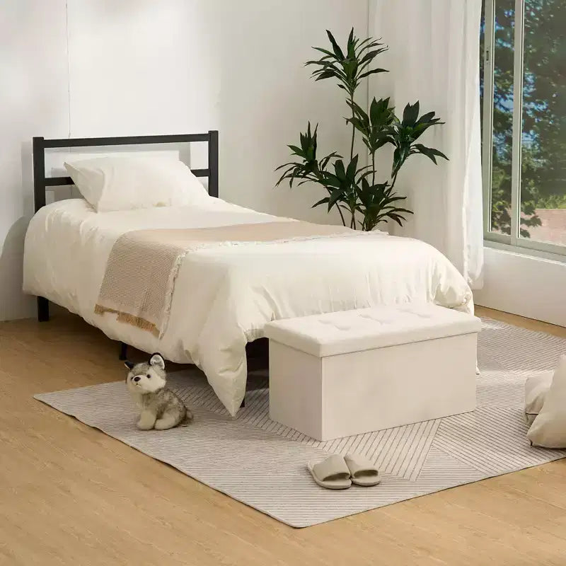 LUSIMO Panchina Pouf Contenitore Pieghevole in Velluto da 30 Pollici, Cassapanca per Giocattoli, Poggiapiedi, Capacità Fino a 258 kg, per Camera da Letto e Soggiorno