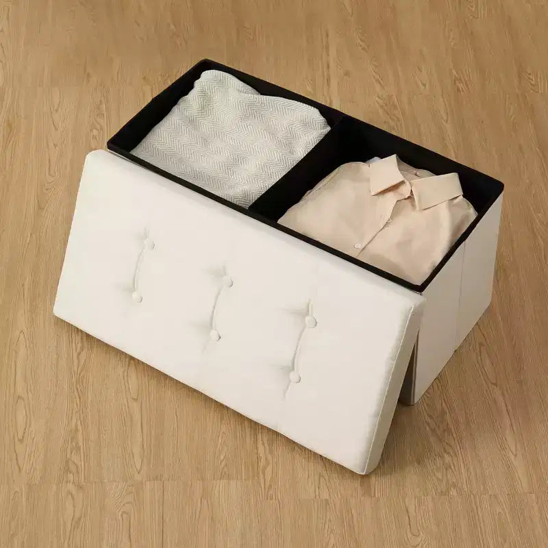 LUSIMO Panchina Pouf Contenitore Pieghevole in Velluto da 30 Pollici, Cassapanca per Giocattoli, Poggiapiedi, Capacità Fino a 258 kg, per Camera da Letto e Soggiorno
