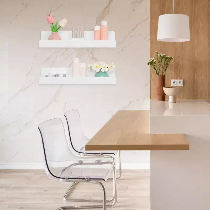 Unique Bargains - Mensola da parete in acrilico per bagno, camera da letto, soggiorno, cucina, colore: Bianco
