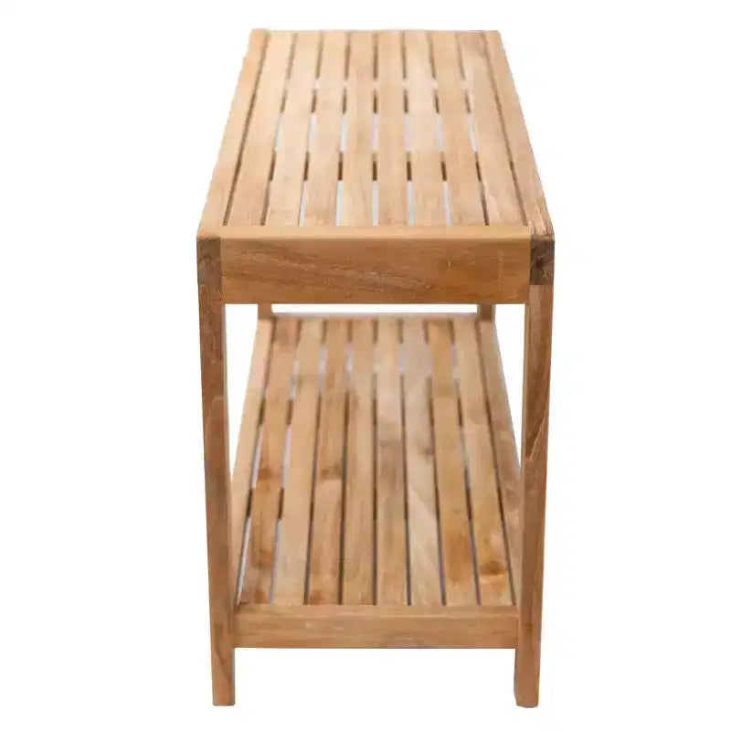 Panca da doccia e vasca spa Nordic Teak 35 Natural con ripiano - Beige