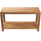 Panca da doccia e vasca spa Nordic Teak 35 Natural con ripiano - Beige