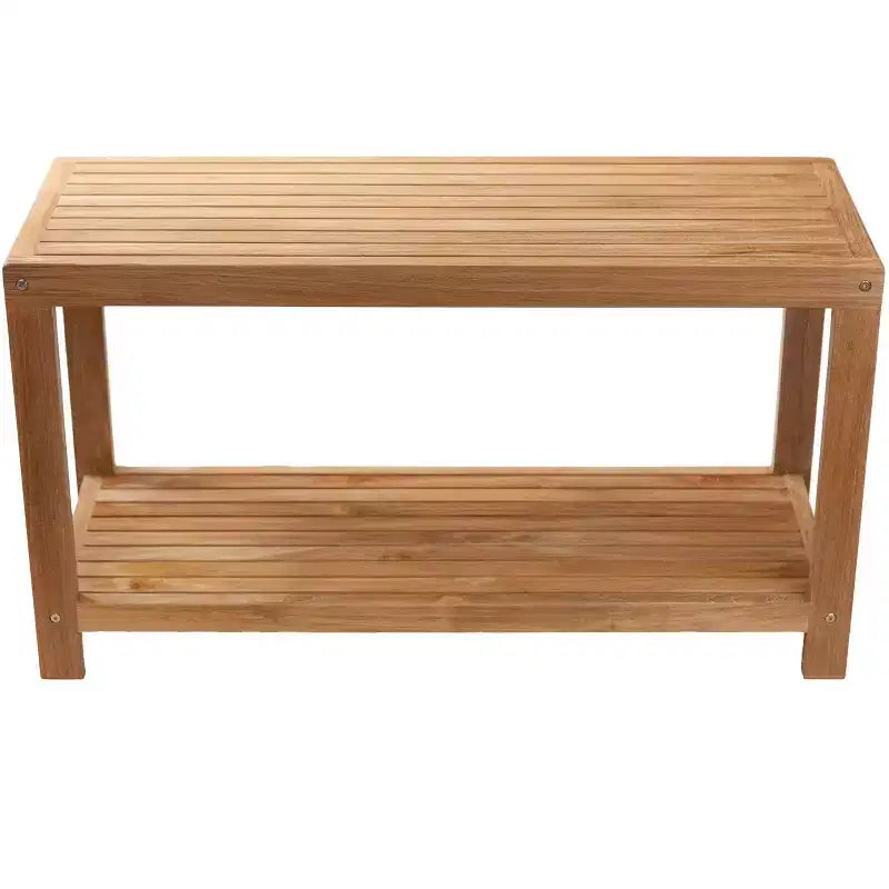 Panca da doccia e vasca spa Nordic Teak 35 Natural con ripiano - Beige