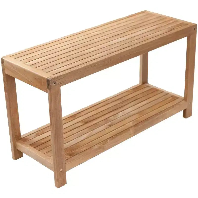 Panca da doccia e vasca spa Nordic Teak 35 Natural con ripiano - Beige