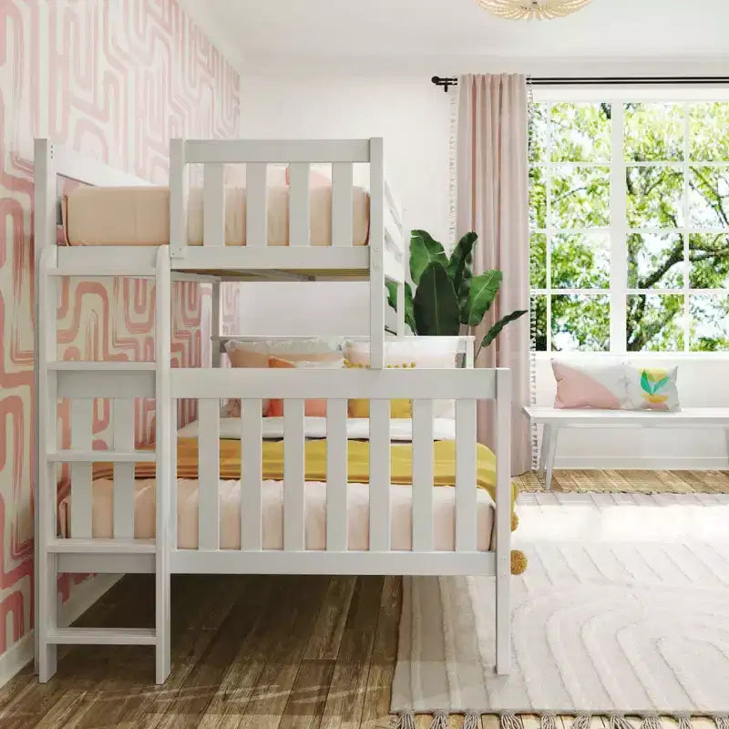 Max & Lily Letto a Castello in Legno Massello, da Una Piazza e Mezza con Scala Laterale per Bambini