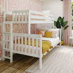 Max & Lily Solid Wood Bunk Bed, Twin over Full with Ladder on End for Kids