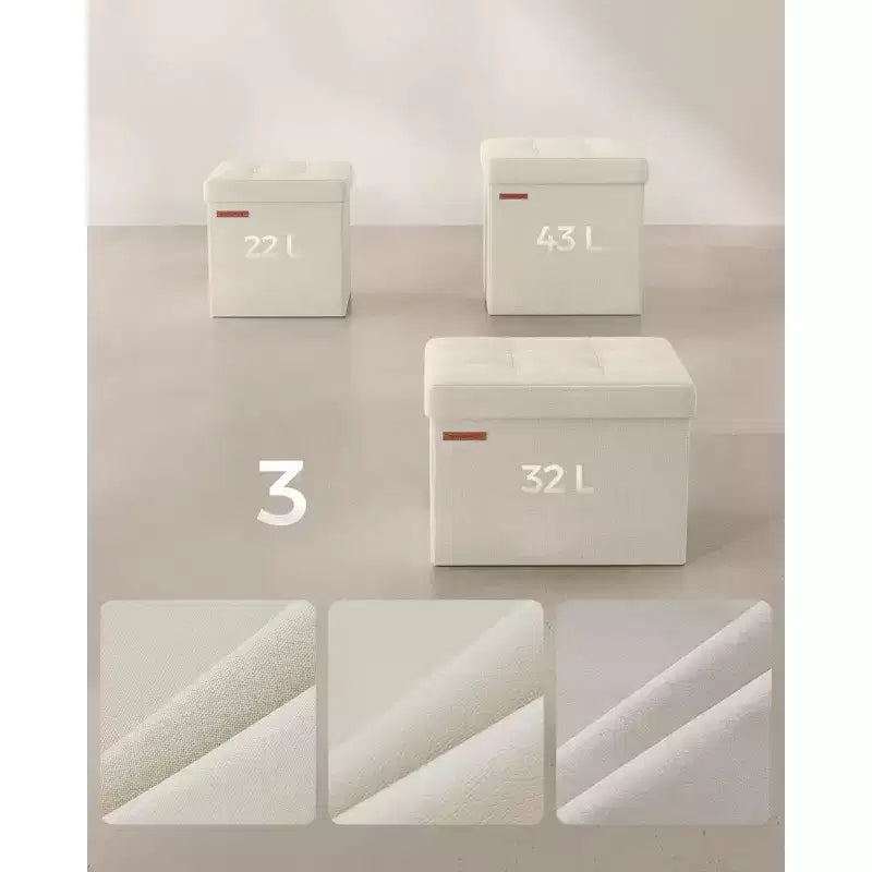 SONGMICS 30 cm Poggiapiedi con Contenitore, Sgabello Pieghevole, Pouf Contenitore, Panca da Ingresso