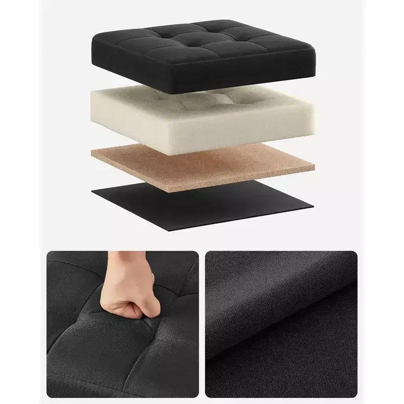 SONGMICS 30 cm Poggiapiedi con Contenitore, Sgabello Pieghevole, Pouf Contenitore, Panca da Ingresso