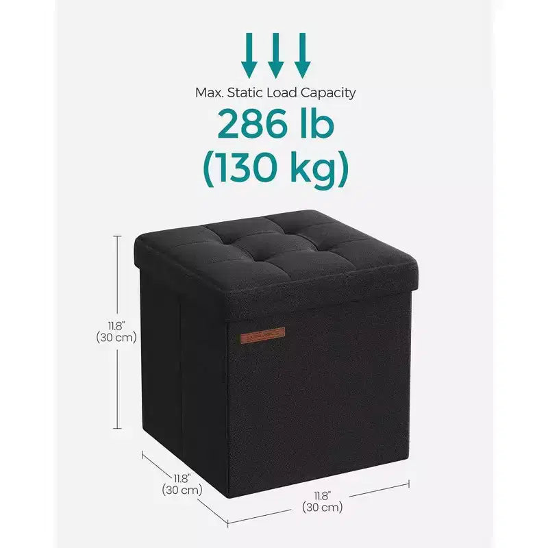 SONGMICS 30 cm Poggiapiedi con Contenitore, Sgabello Pieghevole, Pouf Contenitore, Panca da Ingresso