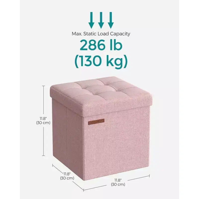 SONGMICS 30 cm Poggiapiedi con Contenitore, Sgabello Pieghevole, Pouf Contenitore, Panca da Ingresso