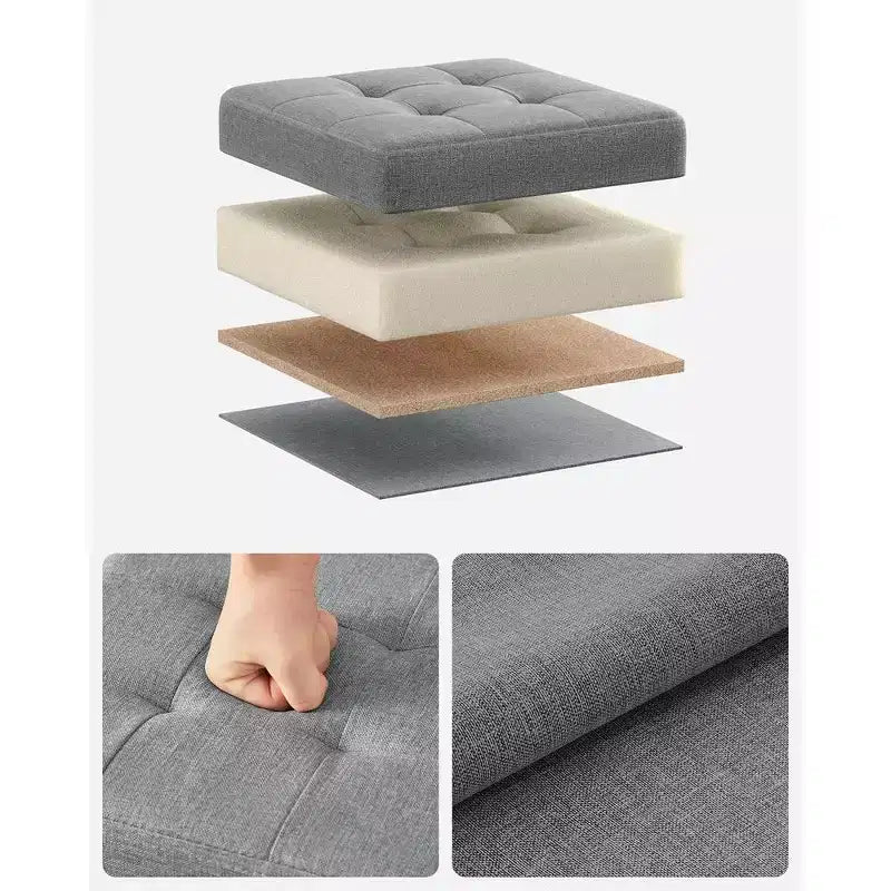 SONGMICS 30 cm Poggiapiedi con Contenitore, Sgabello Pieghevole, Pouf Contenitore, Panca da Ingresso