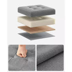 SONGMICS 30 cm Poggiapiedi con Contenitore, Sgabello Pieghevole, Pouf Contenitore, Panca da Ingresso