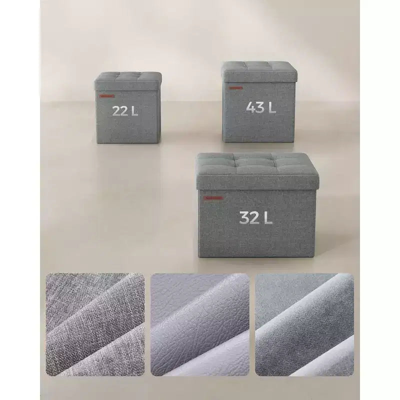 SONGMICS 30 cm Poggiapiedi con Contenitore, Sgabello Pieghevole, Pouf Contenitore, Panca da Ingresso