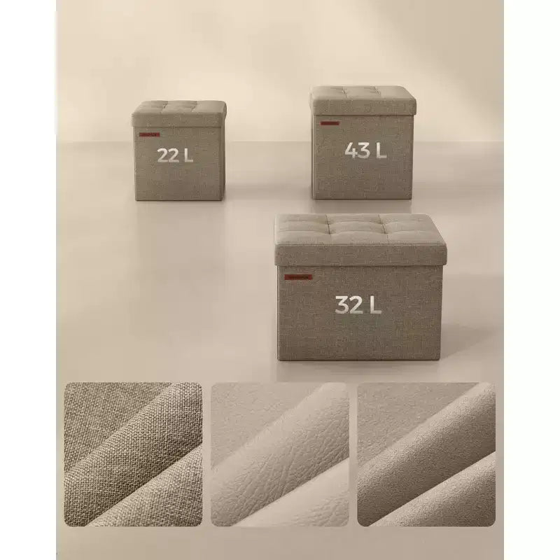 SONGMICS 30 cm Poggiapiedi con Contenitore, Sgabello Pieghevole, Pouf Contenitore, Panca da Ingresso