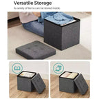 SONGMICS 30 cm Poggiapiedi con Contenitore, Sgabello Pieghevole, Pouf Contenitore, Panca da Ingresso