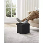 SONGMICS 30 cm Poggiapiedi con Contenitore, Sgabello Pieghevole, Pouf Contenitore, Panca da Ingresso