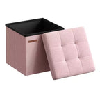 SONGMICS 30 cm Poggiapiedi con Contenitore, Sgabello Pieghevole, Pouf Contenitore, Panca da Ingresso