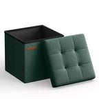 SONGMICS 30 cm Poggiapiedi con Contenitore, Sgabello Pieghevole, Pouf Contenitore, Panca da Ingresso