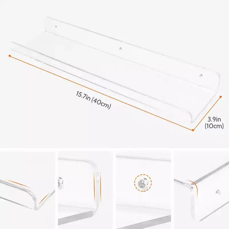 Unique Bargains Mensola Galleggiante Acrilica Impermeabile per Bagno 15,7 x 3,9 x 2 Pollici Trasparente