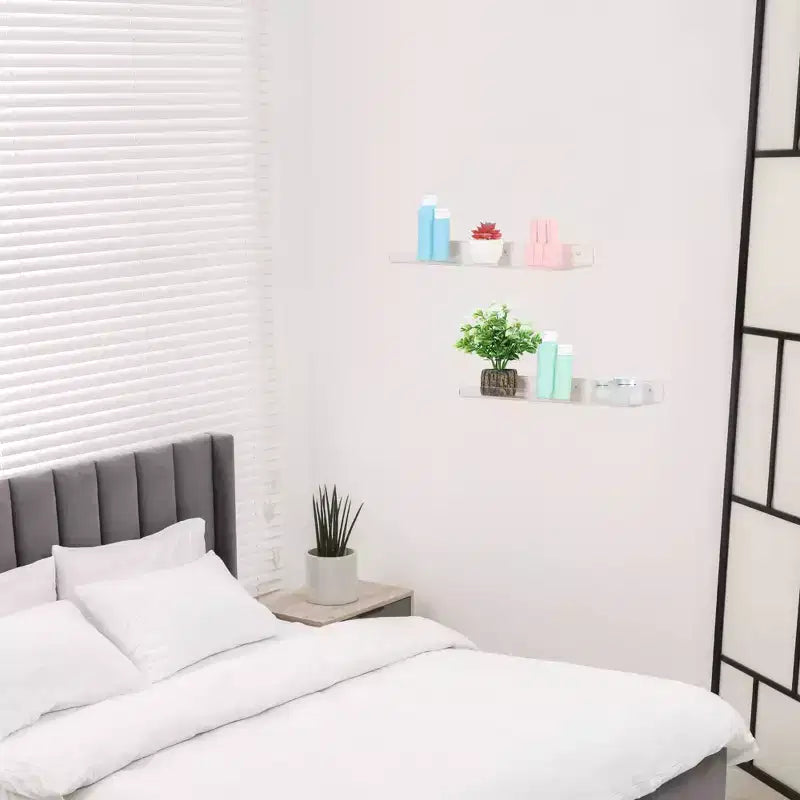 Unique Bargains Mensola Galleggiante Acrilica Impermeabile per Bagno 15,7 x 3,9 x 2 Pollici Trasparente