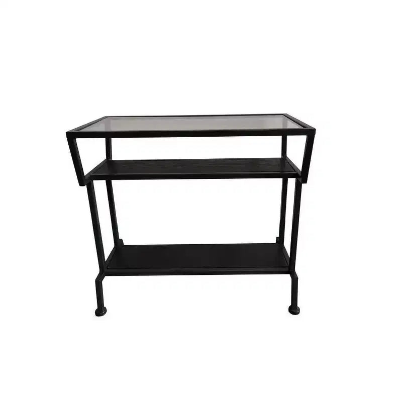 Kings Brand Furniture | Tavolino laterale/finale con ripiani portaoggetti, nero